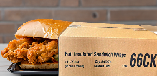 Chicken Print, Cushion Foil Sandwich Wrap, 10.5" x 14", 2,500 sheets per case packed 5/500's