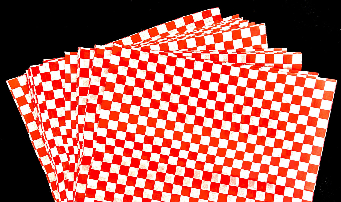 Red Gingham Print Grease Resistant Sandwich Wrap and Basket Liner, 12"" x 12"", Pack of 1,000 Sheets (480RD)