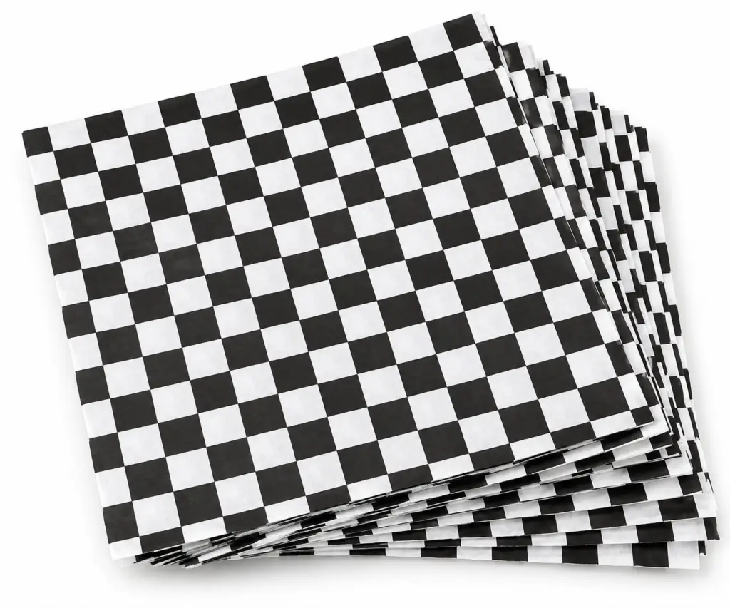 Grease resistant wraps black check basket liners 12 x 12