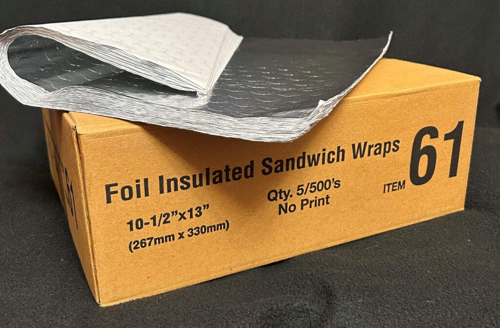 Foil insulated sandwich wraps no print 10.5 x 13 inch