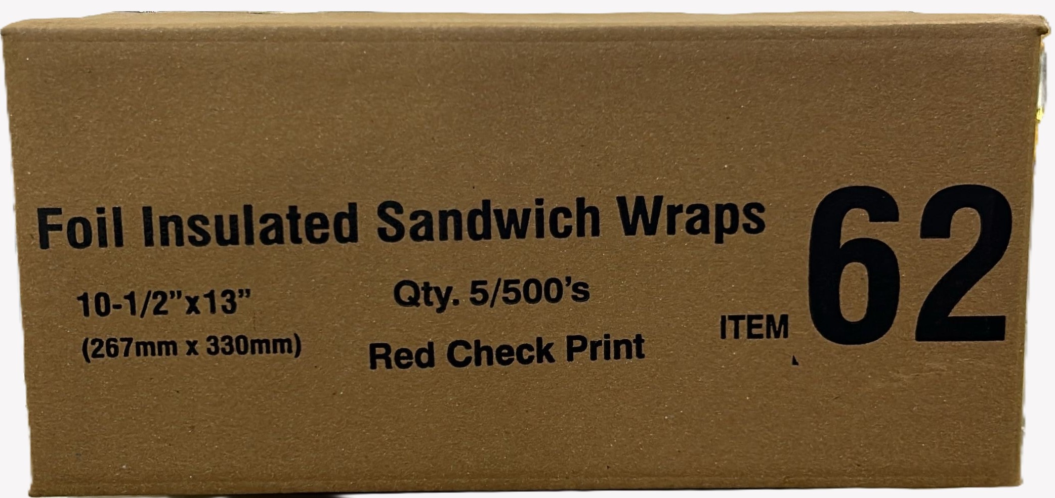 Cushion Foil Insulated Sandwich Wraps – Red Check Print – 10.5" x 13" – 2,500 - Image 3