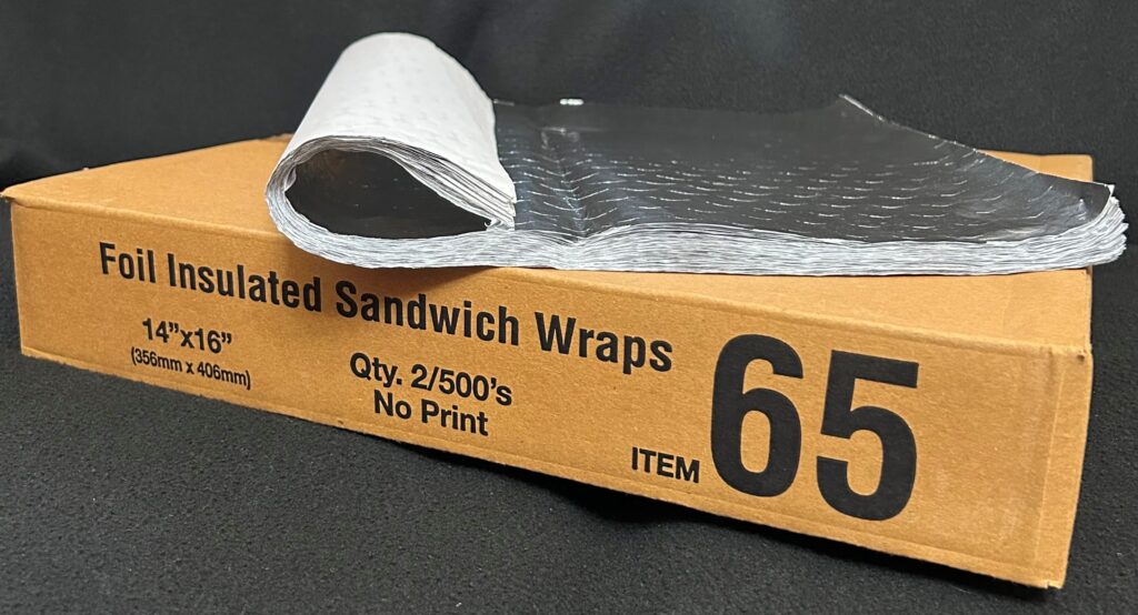 Foil insulated sandwich wraps 14 x 16 inch plain silver