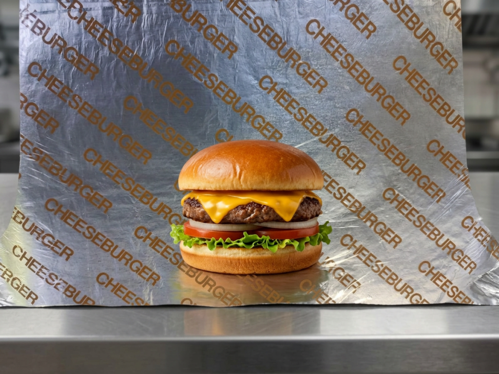 Cushion Foil Insulated Sandwich Wraps – Cheeseburger Print – 10.5" x 14" – 2,500 Count