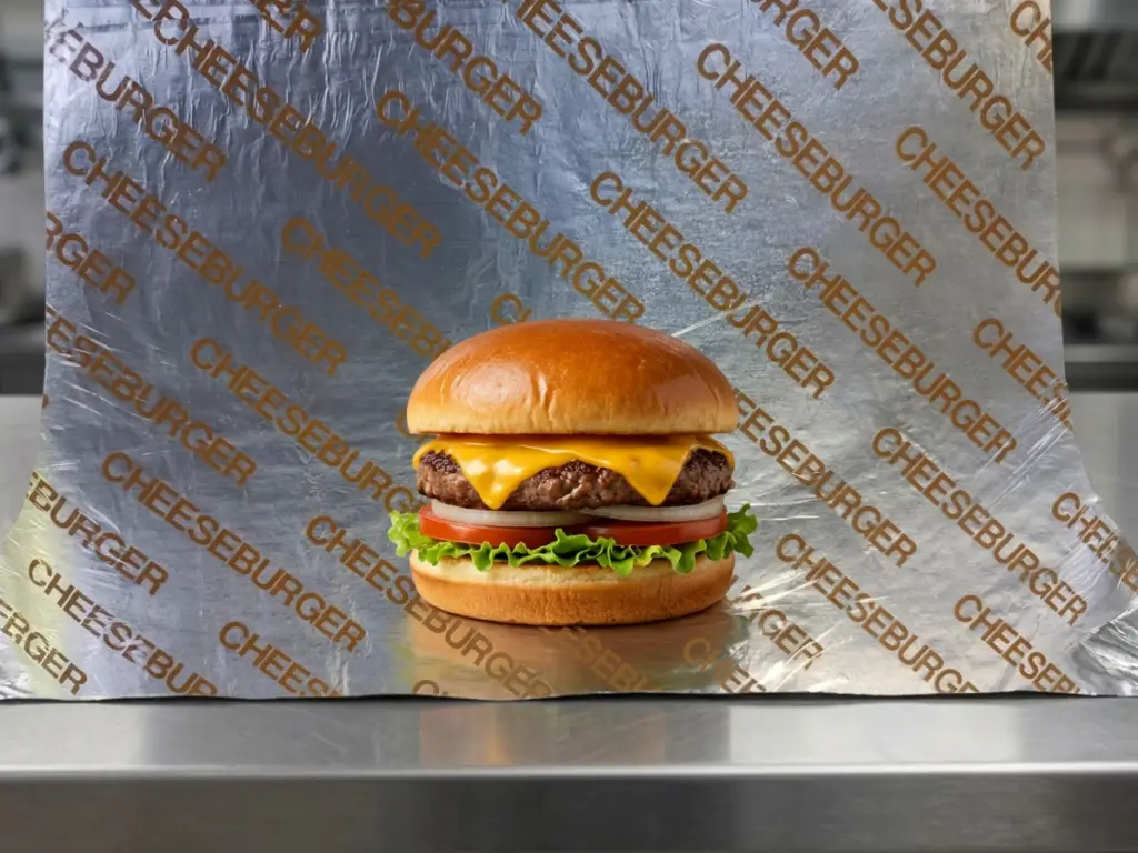 Foil insulated sandwich wraps cheeseburger print 10.5 x 14