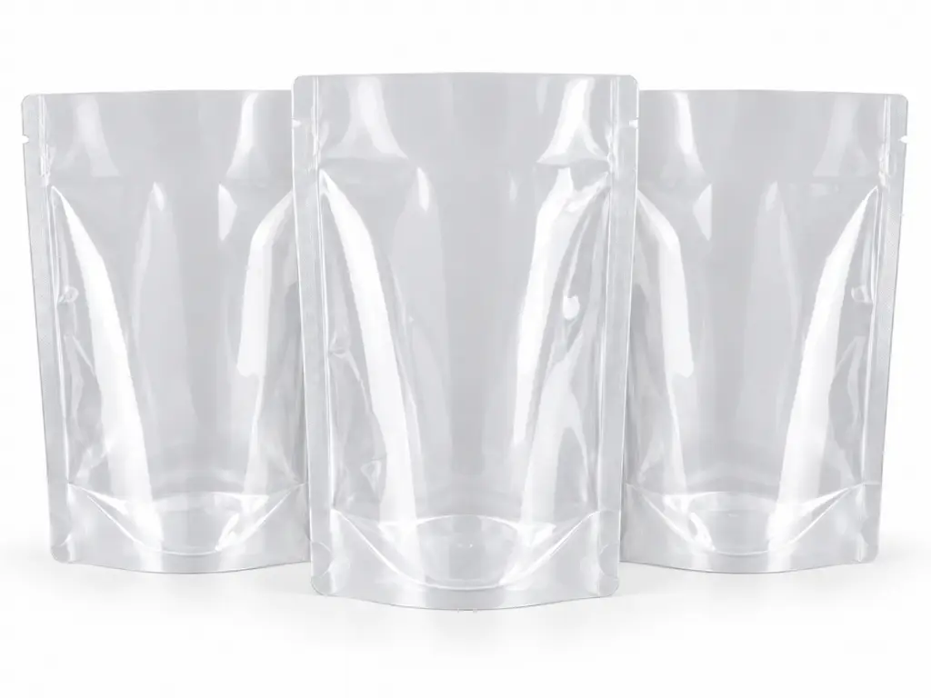 Transparent Stand-Up Retort Pouches – 6.8" × 5.3" × 1.6" – 100 Pack