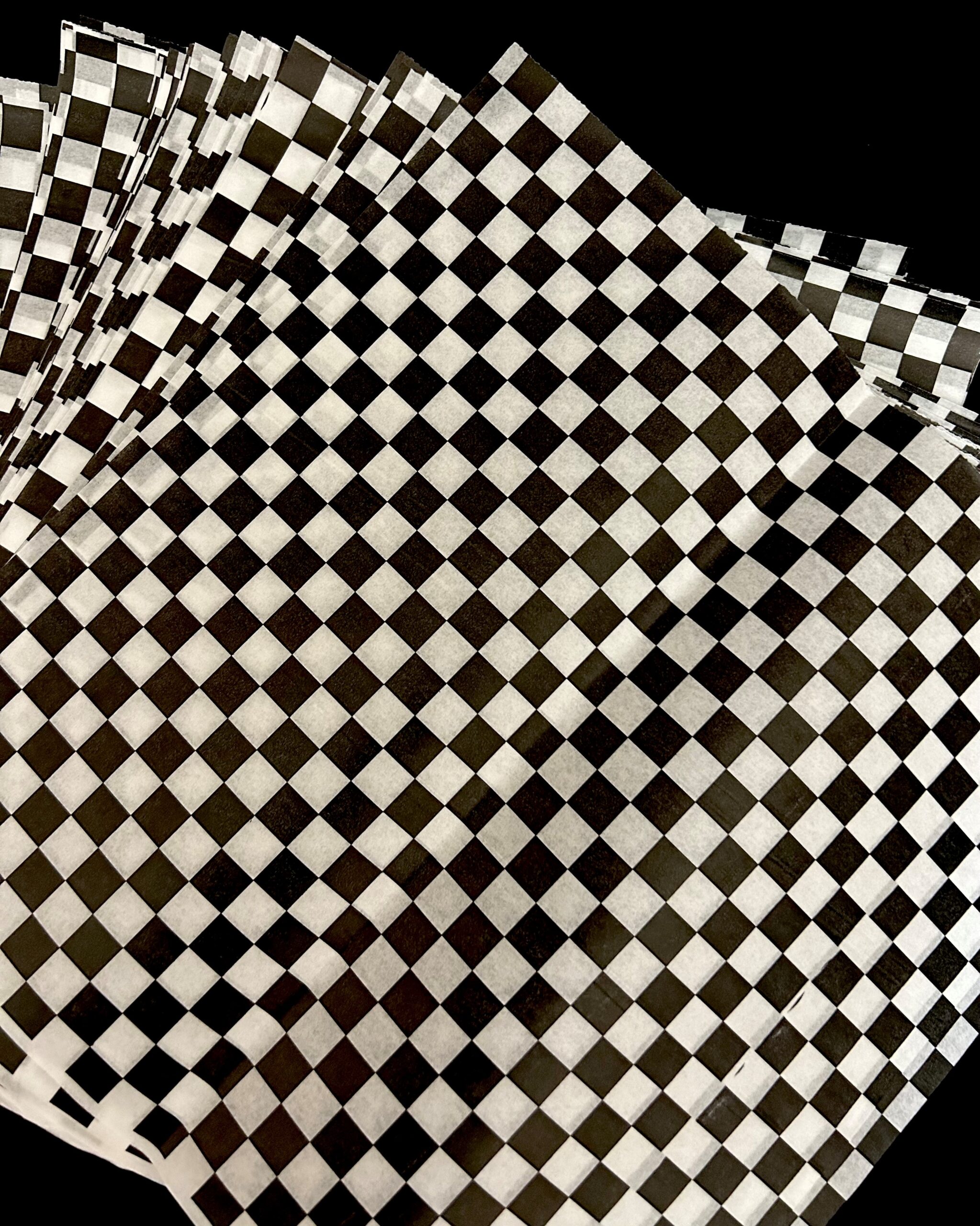 Grease Resistant Wraps & Basket Liners – Black Check – 12" x 12" – 1,000 Pack